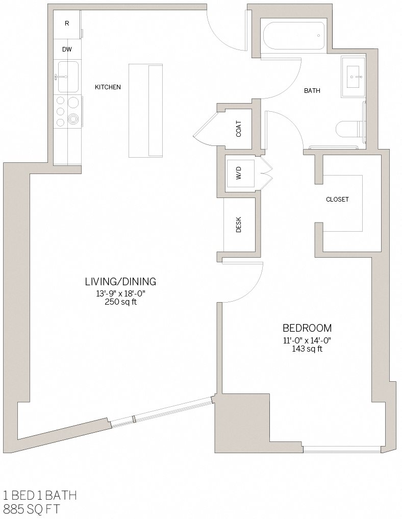 One Bedroom - C Floor Plan 1
